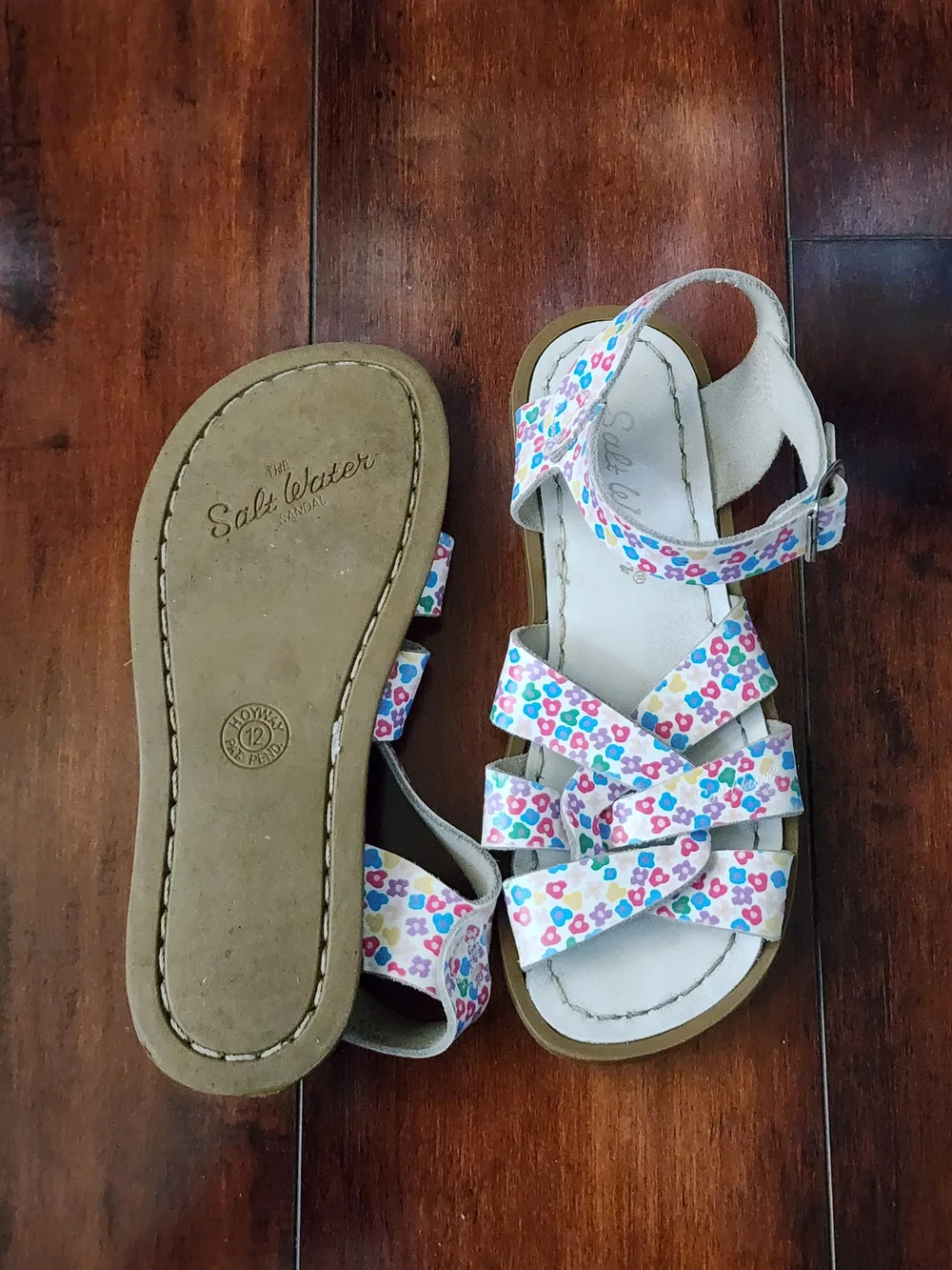Salt Water Sandals Toddler Size 12 White Floral Leather Buckle Sandals